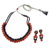 Black Crystal Beads Red Kundan Choker Necklace