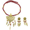 Red Crystal Beads Designer Pendant Necklace Set on dummy