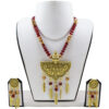 Red Crystal Beads Designer Pendant Necklace Set on dummy