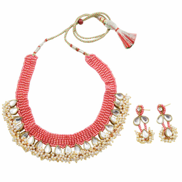 Rosy Pink Designer Jeko Moti Necklace