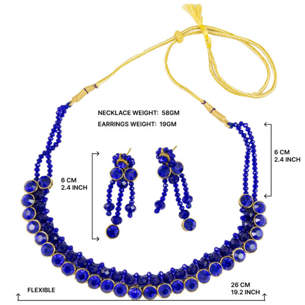 Blue Crystal Beads Kundan Necklace