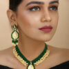 Beautiful Girl Wearing Green Jeko Moti Designer Handmade Necklace