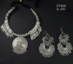 Oxidised Silver-Plated Beaded Necklace For Women