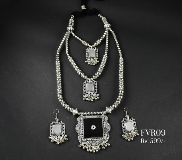 Silver Oxidised Necklace Set