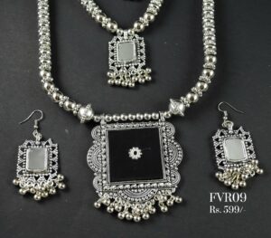 Silver Oxidised Necklace Set